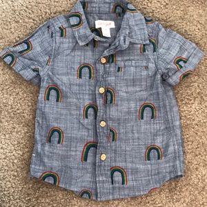 3/$10 CAT & JACK RAINBOW BUTTON UP